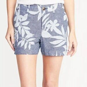Old Navy Everyday Short Linen Blend Tropical Leaf Print Shorts Size 4